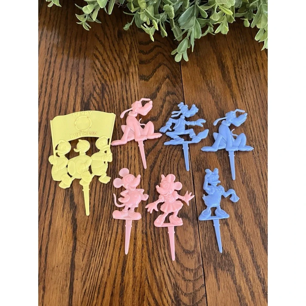 Vintage Plastic Minnie Mickey Mouse Disney Cake Topper 1960s Pluto Donald Daisy